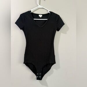 J. Crew Black Short Sleeve V-Neck Bodysuit